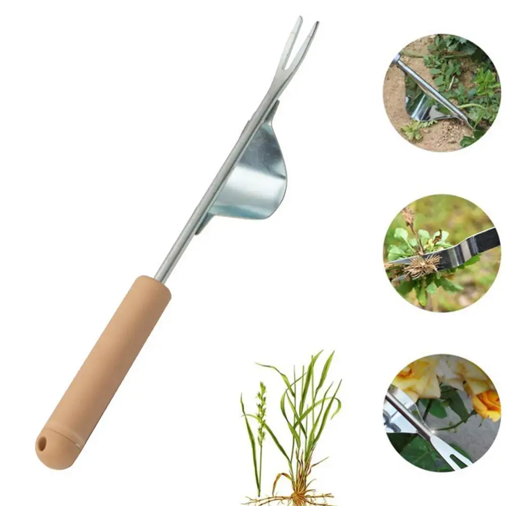 Hand Weeder Root Remover Tool For Garden Lawn Weed Removal Fork Handle Garden Lawn Farmland Transplant Tools Grass Hand Puller