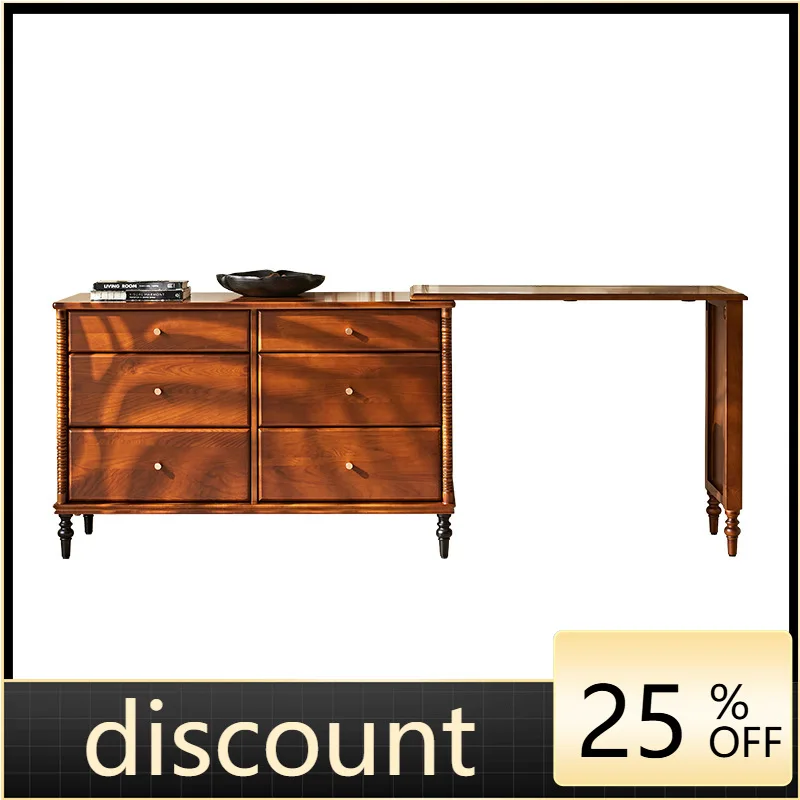 

LMM retro solid wood chest dressing table, antique household bedside dressing table