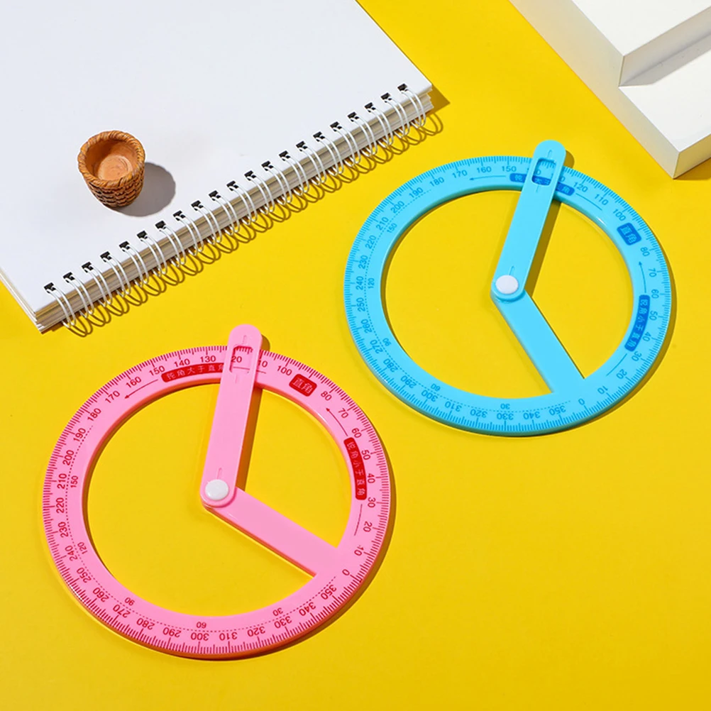 

6pcs Circle Protractor Transparent Scale 360 Degree Drafting Ruler Classroom Use Plastic Protractor Ruler Engineering Geometry