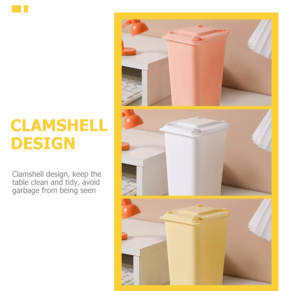 

4pcs Desktop Trash Can With Lid Mini Countertop Bin For Office Desk Organizer Small Garbage Collection Bucket Creative Trash Bin