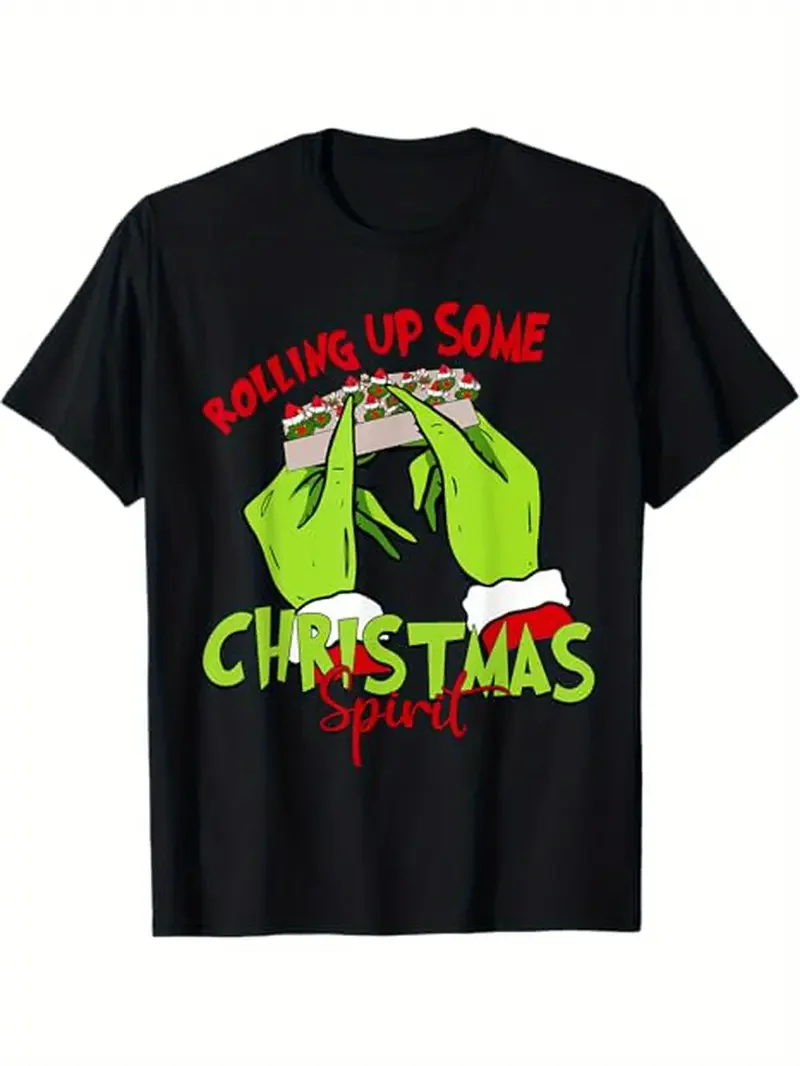 

Women's Casual Christmas Theme Printed T-Shirt - Polyester Blended Round Neck Regular Length Knitted Fabric Elastic Spandex Holiday Design