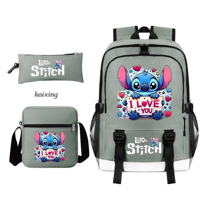 

Backpack Disney Stitch Men's and Women's School 3-Piece Rucksack Shoulder Bag Pencil Bag High Quality School Bag Travel Mochilas