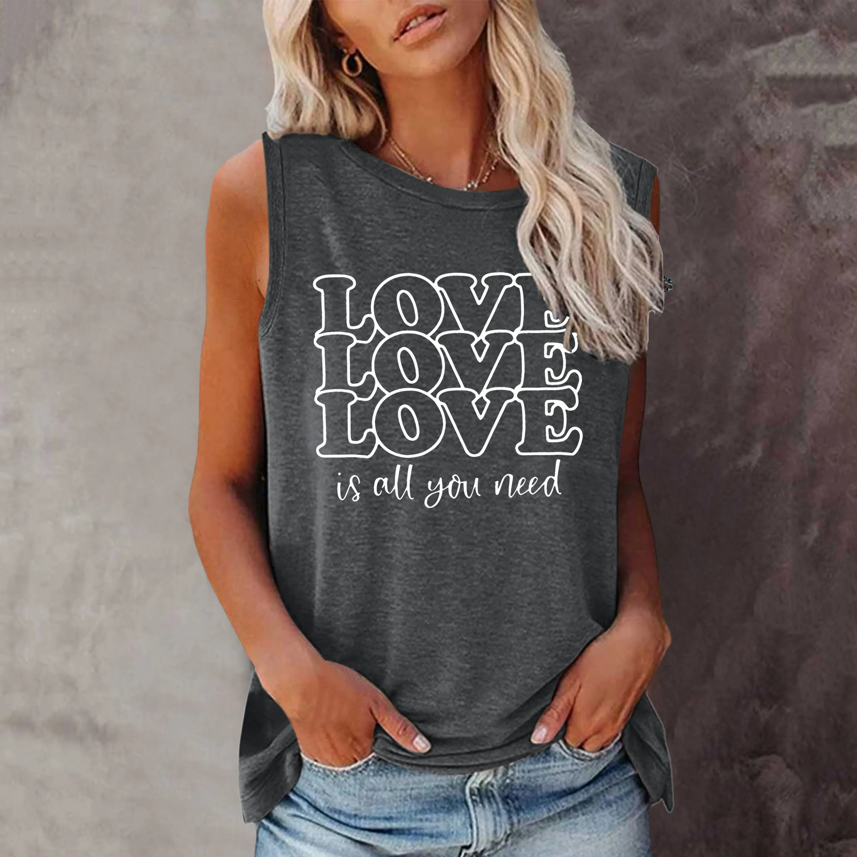 LOVE Shirt Short Sleeve Crew Neck Casual Top for Summer & Spring Women\'s Clothing Harajuku Tops