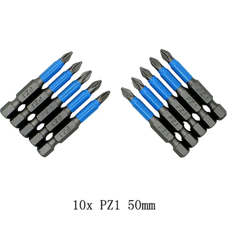 10 قطعة 50 مللي متر عدم الانزلاق مفك بت المغناطيسي رئيس واحد PH1/PH2/PH3/PZ1/PZ2/PZ3 سداسية مفك مجموعة أدوات يدوية