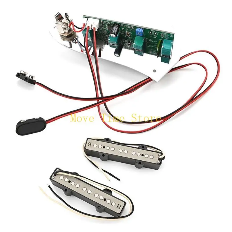 92ME Bass Control Plate 4 Way Switch Prewired Loaded Control Plate and Pickup Neck Bridge Set with Knobs 5 Strings Bass Parts