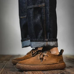 2026 New Genuine Leather Men Casual Shoes Italian Men Suede Loafers Moccasins Slip On Men's Flats Breathable Male Driving Shoes