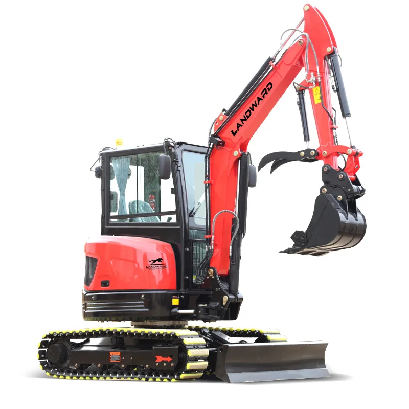 3 Tons Excavator Machinery Construction Site Mini Digger Excavator KUBOTA Engine Cab Mini Excavator For Sale LANDWARD Customized