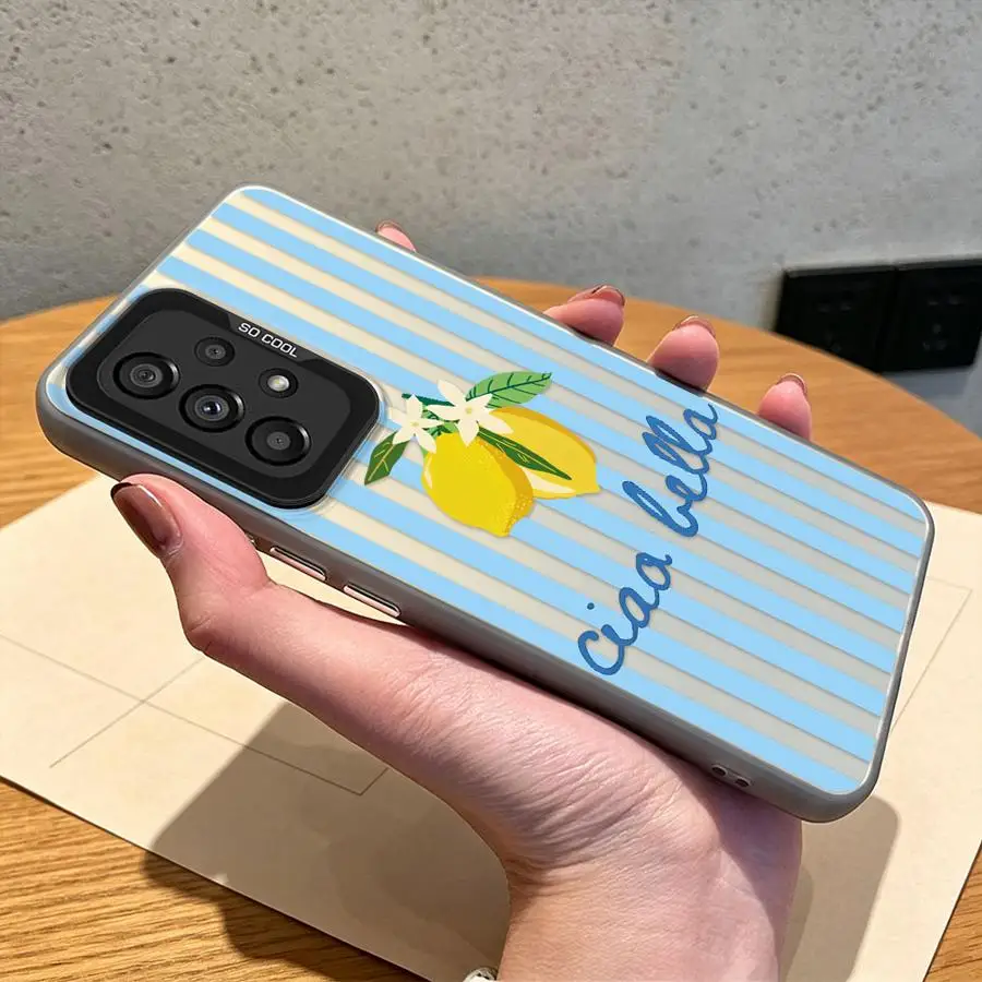 Light Blue Lemon Case for Samsung Galaxy A31 A07 A56 A23 A71 A14 A34 A37 A26 A50 A15 A16 A17 A54 A57 A25 A12 A72 A51 A04 Phone