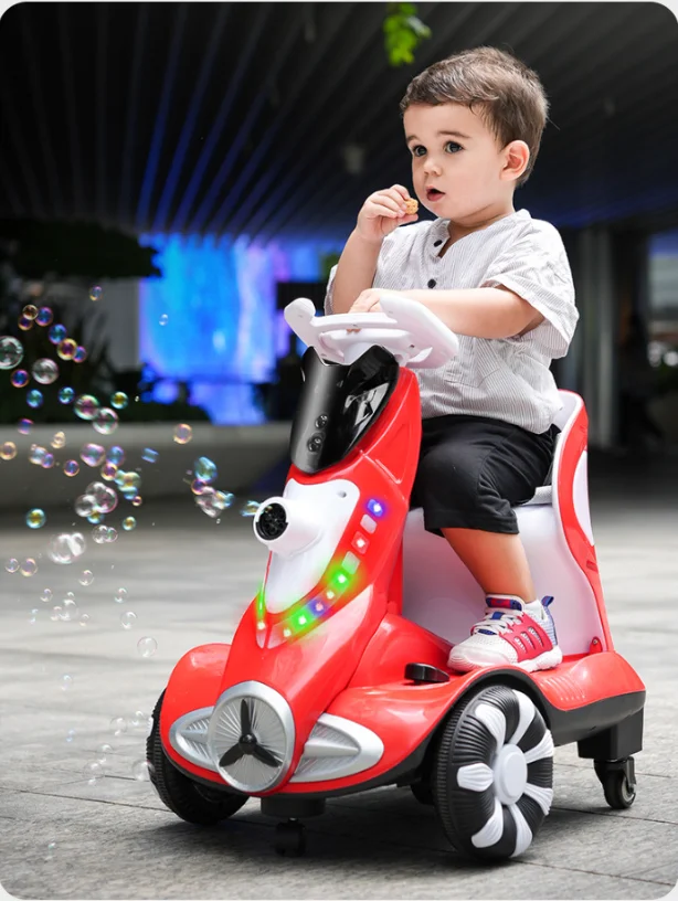 for 2023 Unisex  Electric Balance Wheel Car Battery Operated Bubbles Remote Control Ride-On 2-8 Years Plastic Outdoor Use