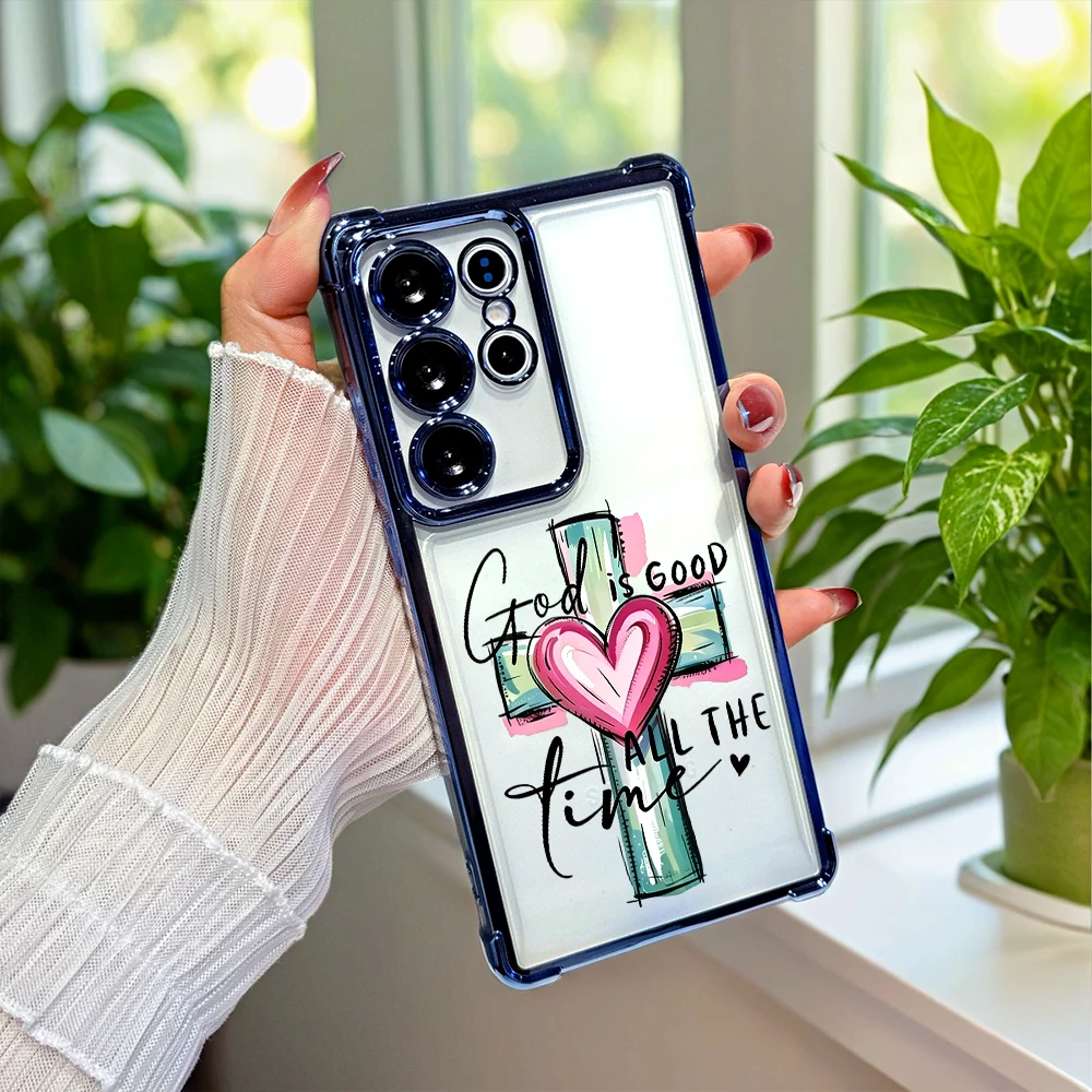 Cross Heart Quote Shockproof Phone Case For Samsung Galaxy S26 S25 S24 S23 A57 A53 A50 A37 A10S Anti-Scratch Back Cover
