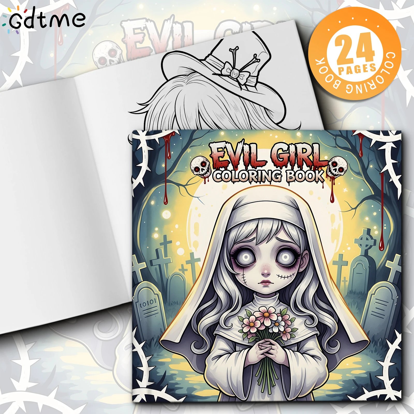 EVIL GIRL Coloring Book 24Page Gift For Birthday Party Relieve Stress Kill Time Graffiti Painting Drawing Adult Picture Books