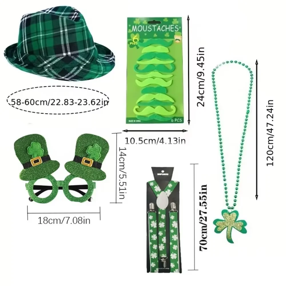 PESENAR Irish Festival Clothing  St. Patrick's Day Festival Clothing, Hats, Glasses, Straps, Necklaces and Other Decorations