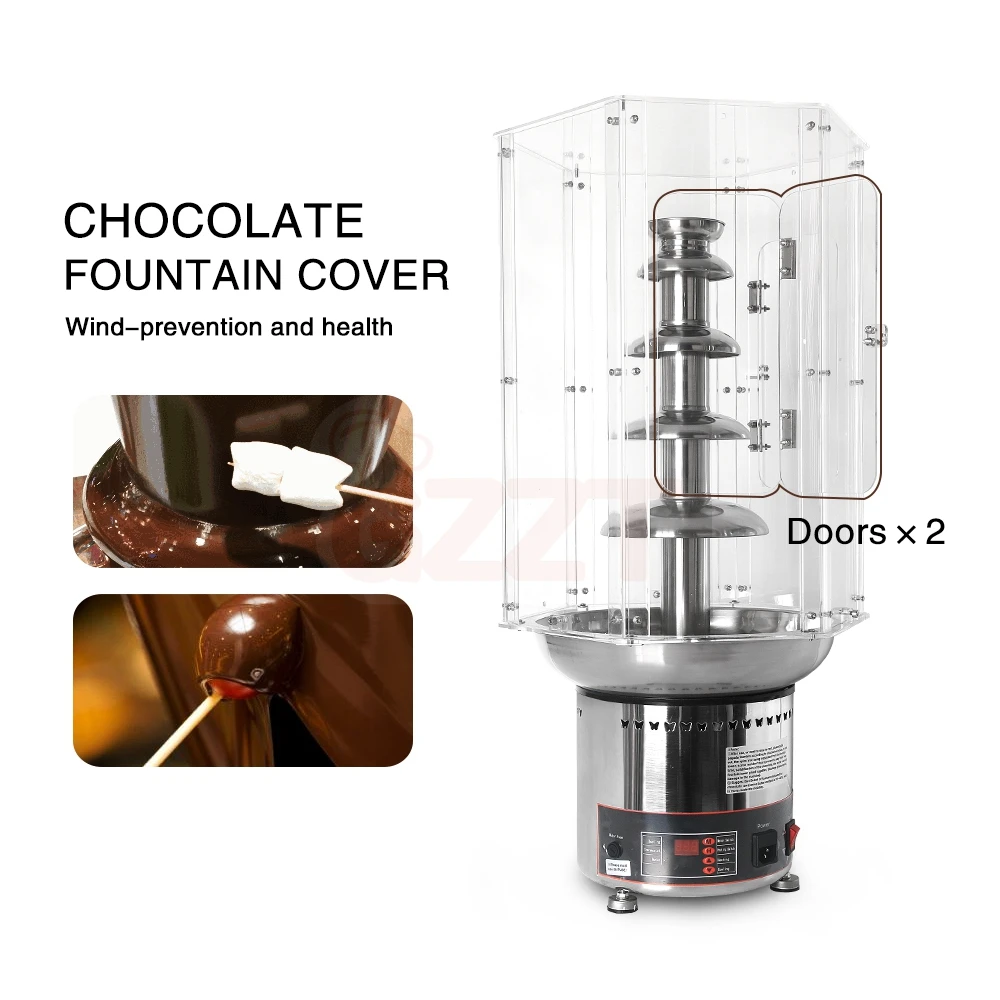 7 Tires Simple Assembly Acrylic Tube For Chocolate Fountain Commercial Sneez Guard Wind Guard Cover For Chocolate Fountain