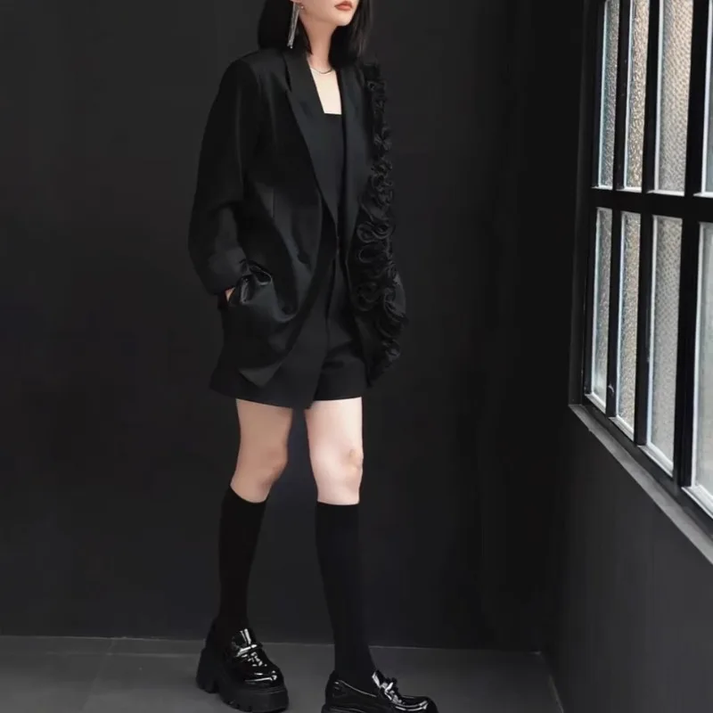 2026 New Design Three-dimensional Flower Jacket Temperament Commuting High-waisted Shorts Foreign Style Slimming Women' Clothing