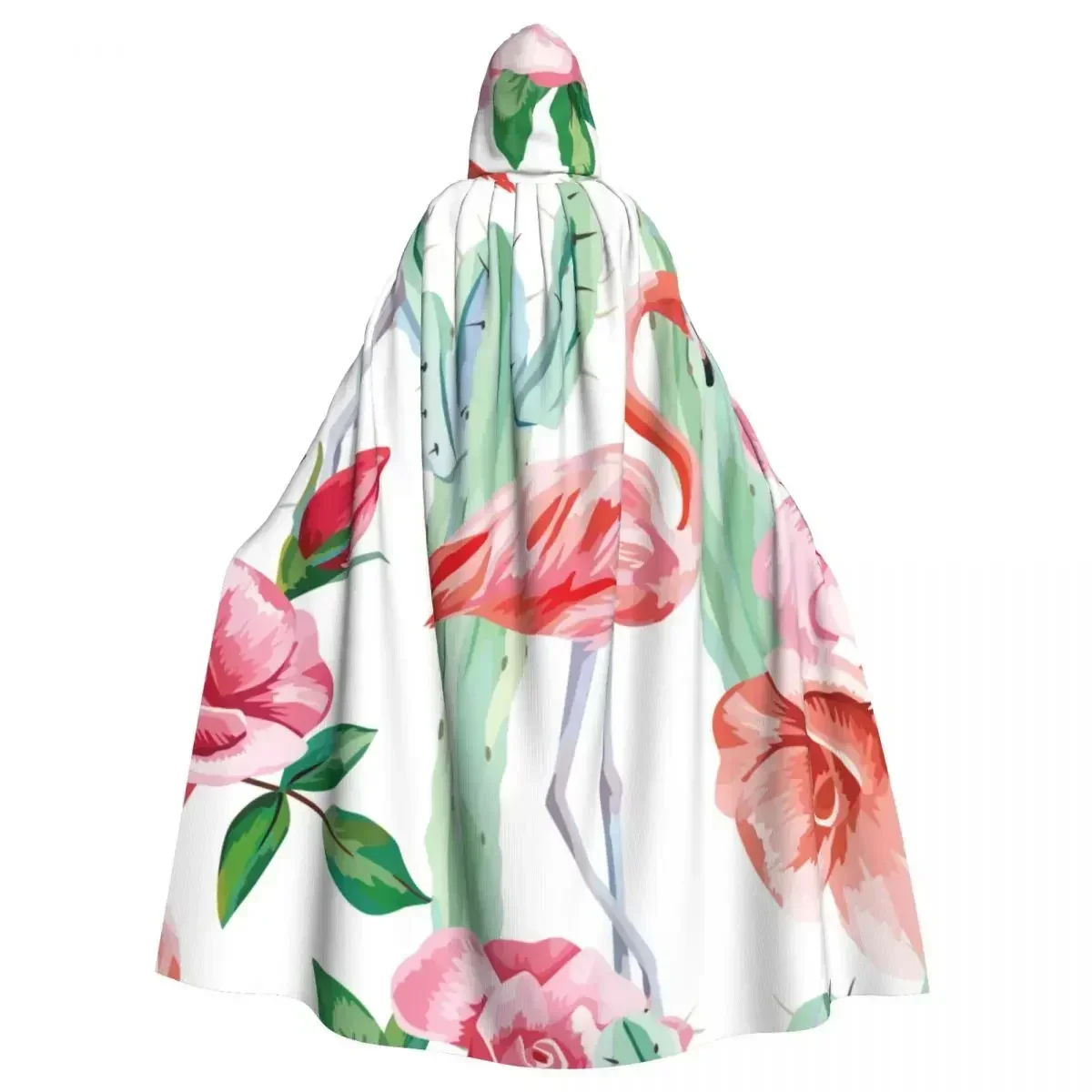 Witch Cloak Pink Flamingo Cactus Roses Halloween Cosplay Costume Unisex Adult Cloak Retro Ages Cape