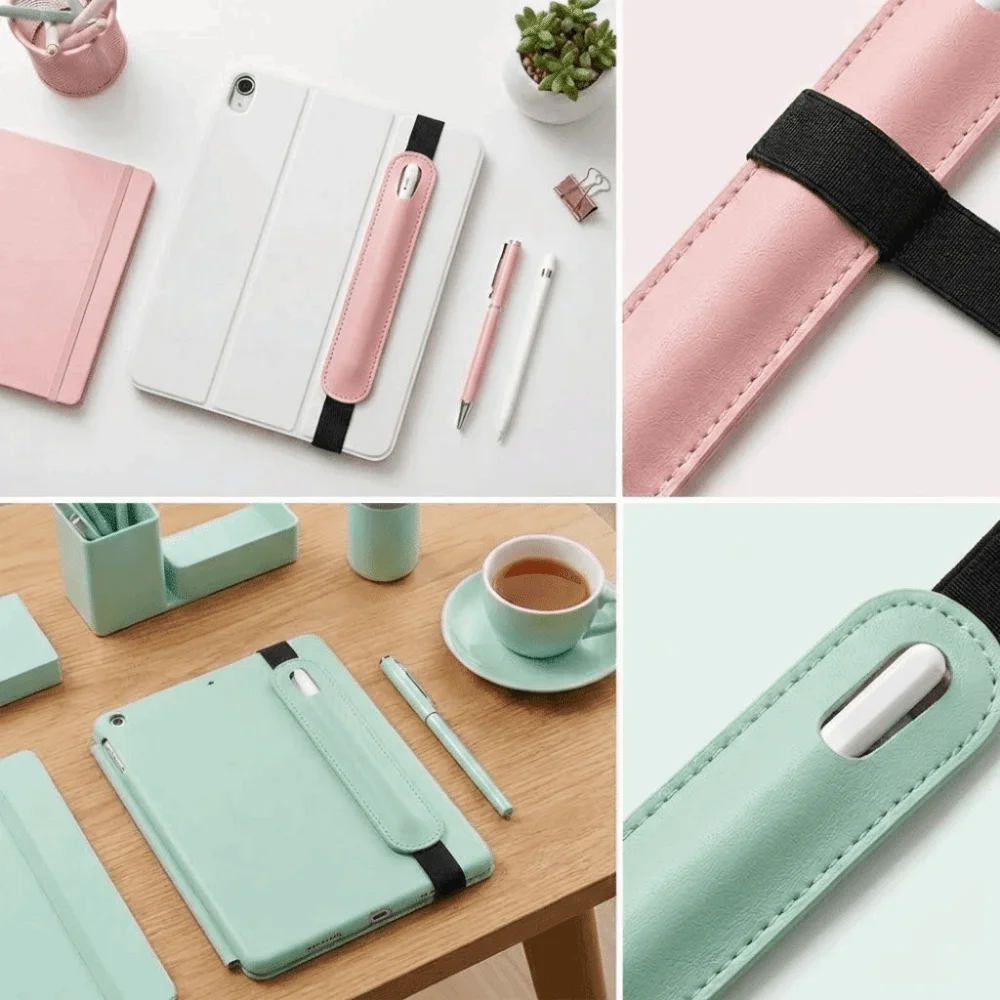 Portable Stylus Pen Cover PU Leather Elastic Band Tablet Stylus Pouch Secure Closure Universal Fit Touch Pen Cover