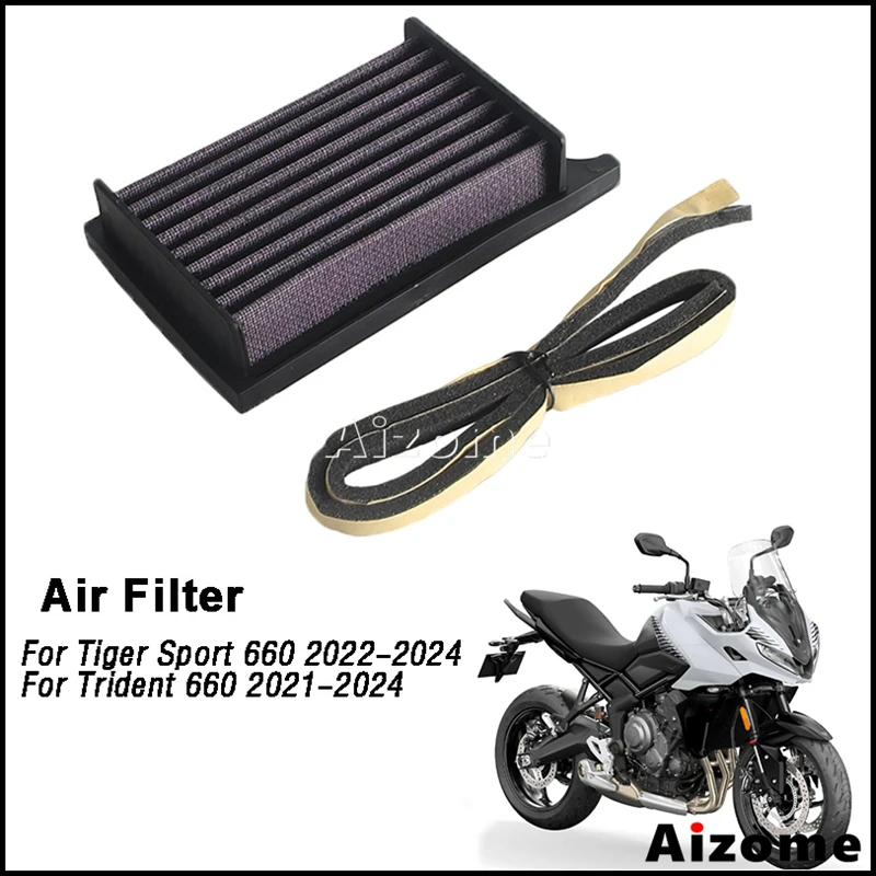 

Motorcycle Air Filter ABS Fabric Resistant Engine Intake Air Filter Part For Tiger Sport 660 2022-2024 For Trident 660 2021-2024