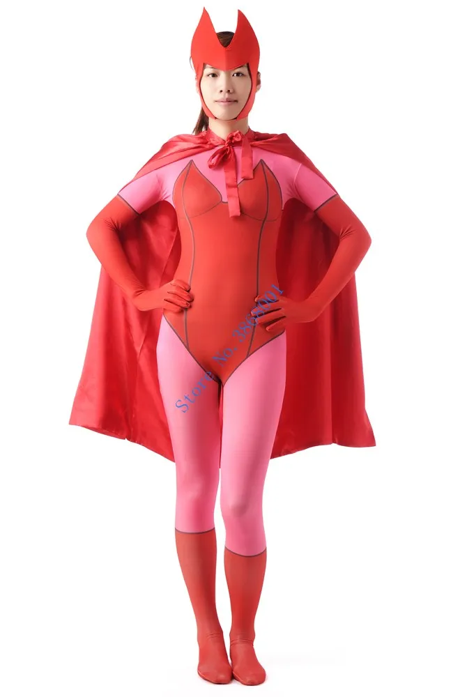 Female hero halloween cosplay Catsuit Costume Printing pattern Lycar full Body Zentai suit stage costumes club party jumpsuit