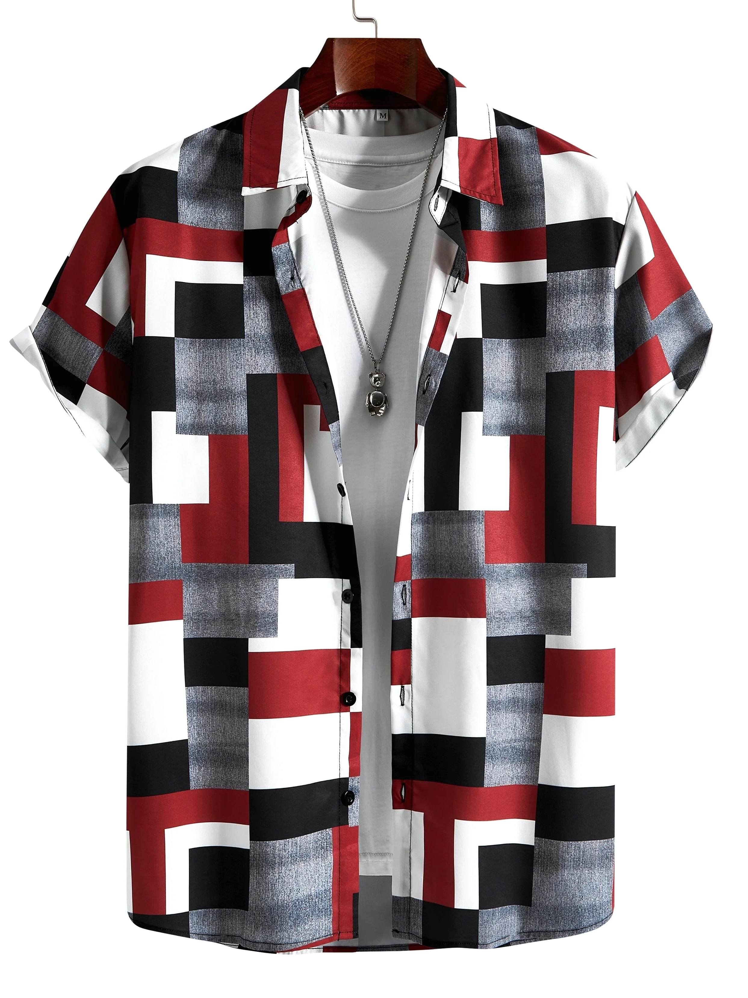 

Новая мужская рубашка с короткими рукавами на лето 2025 имеет повседневную модную удобную и мягкую клетку с 3D-принтом.