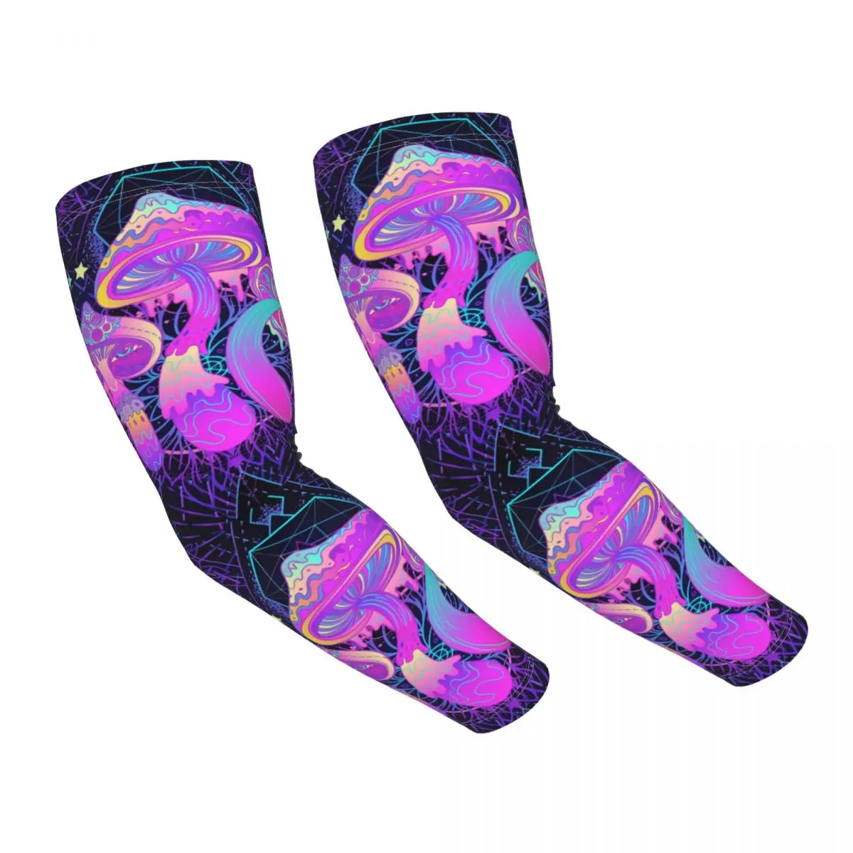 Magic Mushroom Trippy Psychedelic Neon Pastel Goth UV Protection Cooling Arm Sleeves Men Women Sports Fishing Tattoo Cover Up