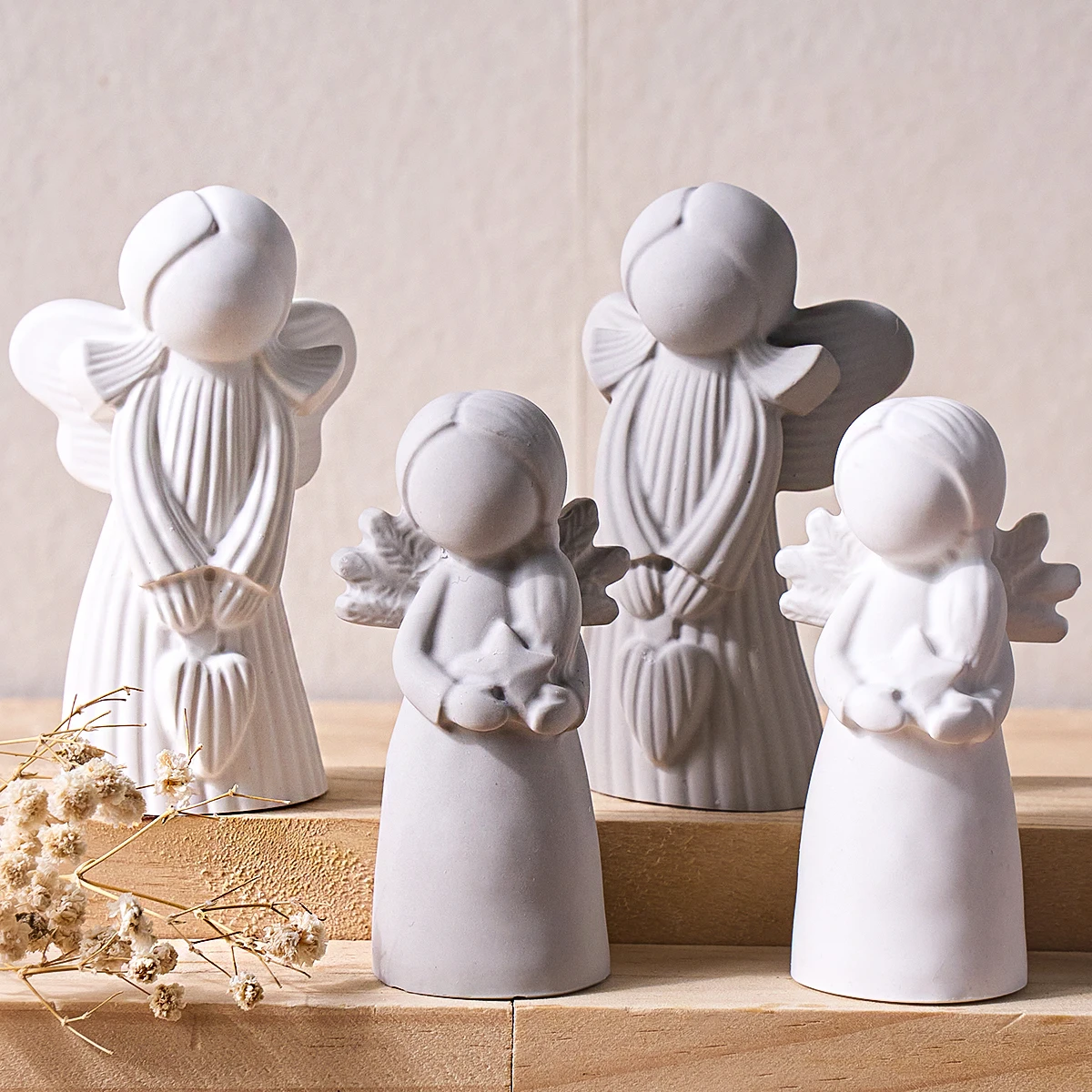 

Angel Wings Girl Silicone Mold DIY Smooth Striped Angel Candle Plaster Concrete Mold Easter Craft Ornament Home Decor Supplies