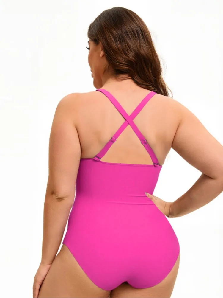 One Piece Plus Size High Waist Bikini Women Push Up Large Size Swimsuit Summer Mujer Big Size Tummy Control Swimwear Bikini Sets