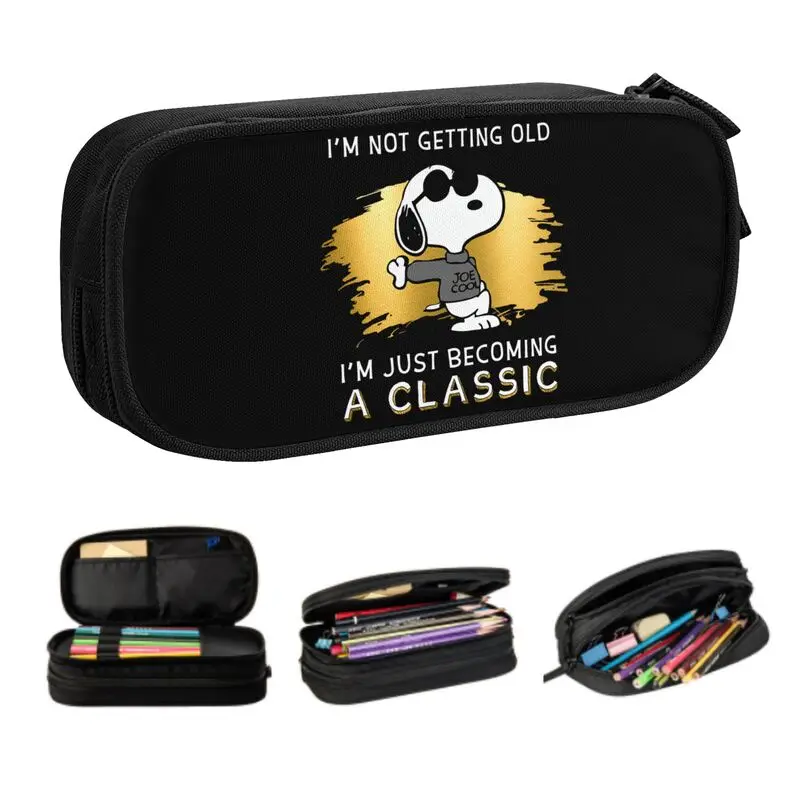 

Custom S-Snoopys Korean Pencil Cases Large Capacity I'm Not' Getting Old I'm Just Becoming Pencil Bag Pouch Students Stationery