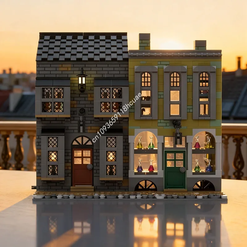 

1080pcs MOC Knockturn Alley Tallow Hemp Harry Pottered Model Building Christmas Gift Blocks Toy Assemble DIY Creative Brick