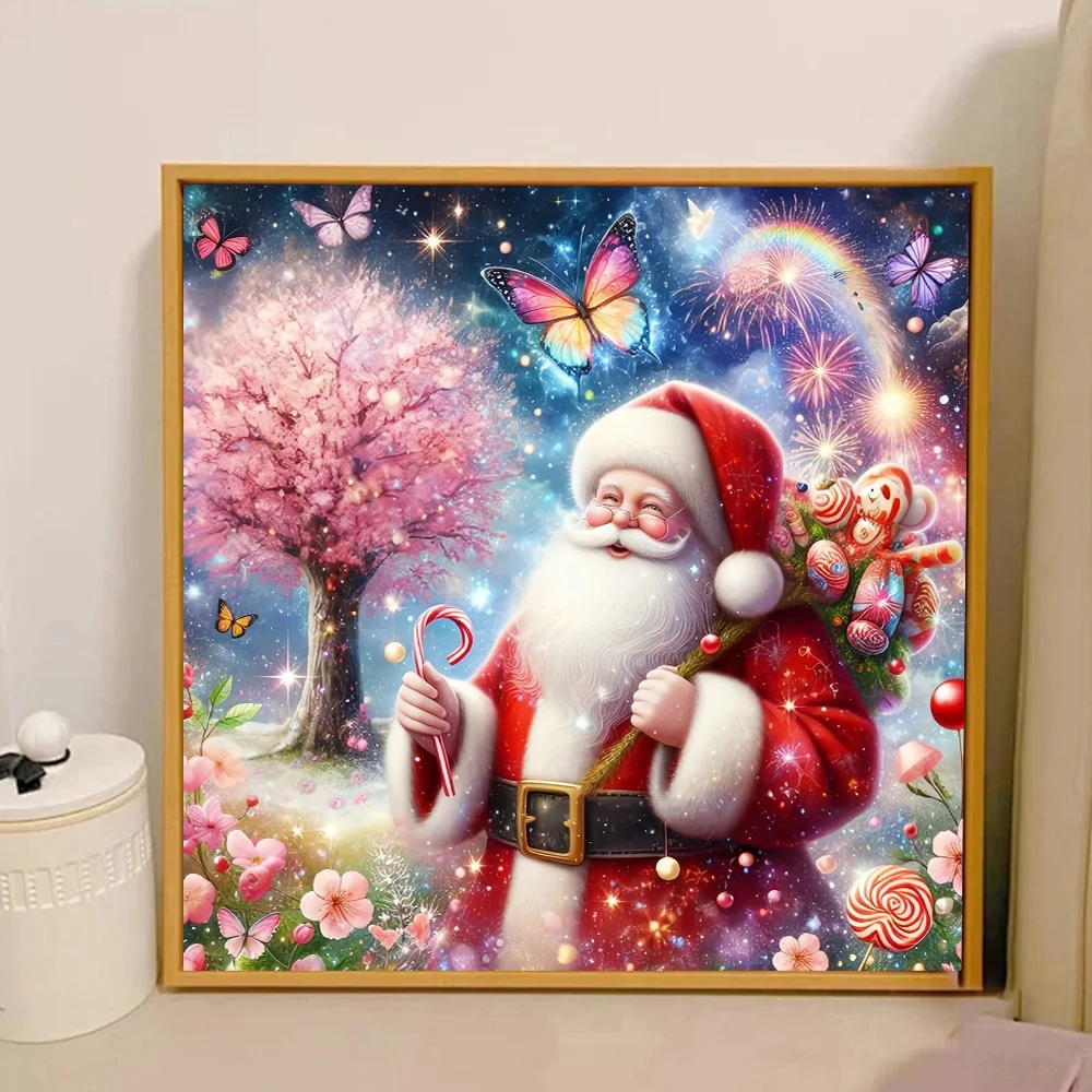 HUACAN Diamond Painting Santa Claus Full Square Round Tree Butterfly Embroidery Portrait Mosaic Rhinestones Handmade Hobby