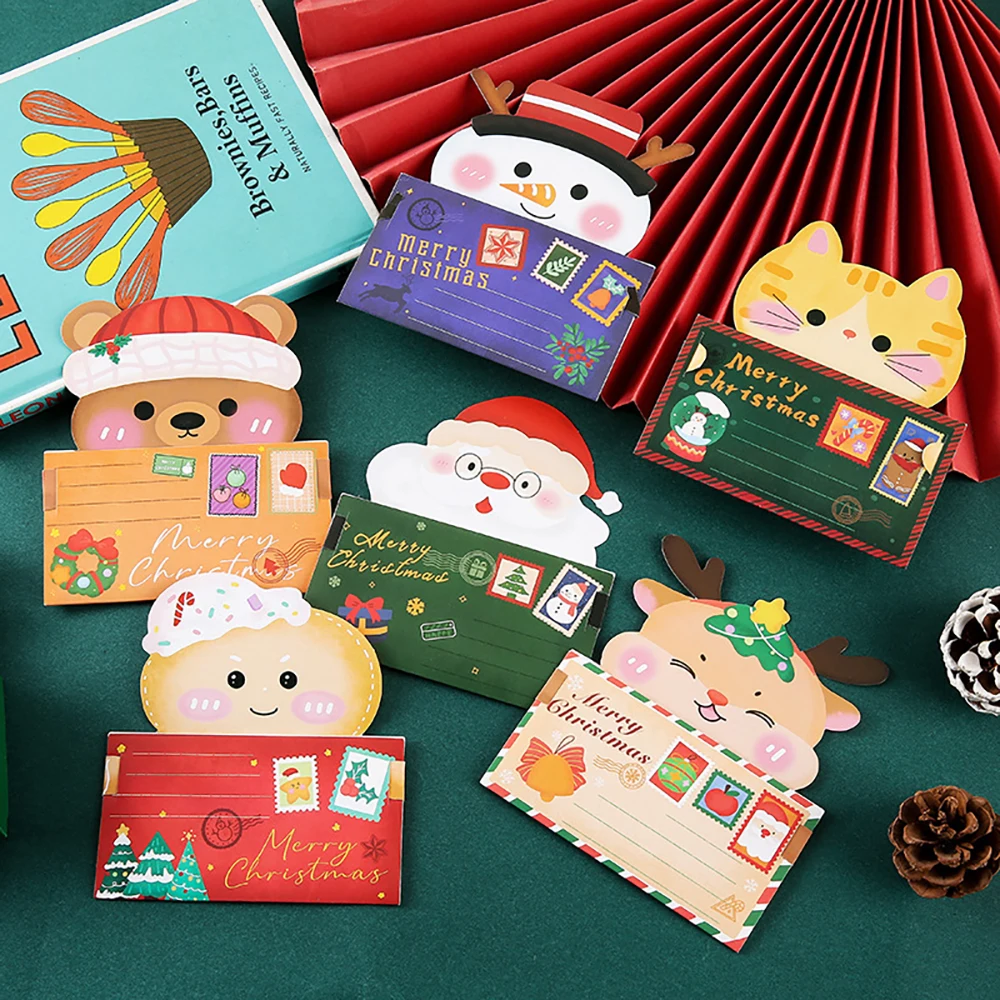 12PCS Christmas Cards, Thank You and Blessing Cards,Creative Cute Christmas Small Cards,New Year Blessing Gift