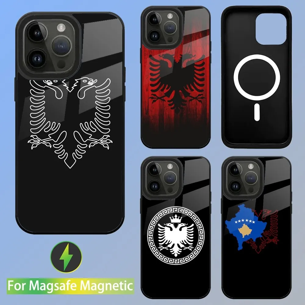 Albania Albanians Flag Phone Case For iPhone 15,14,13,12,11,Plus,Pro,Max Mini Magsafe Magnetic Wireless Charging