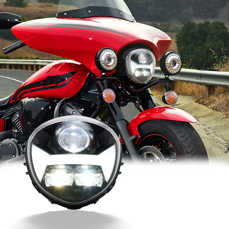 Vintage Daywaker Emark 150W  LED Head Light w/DRL White Position Light For Stryker V-Star 1300 2010-2017 cafe racer