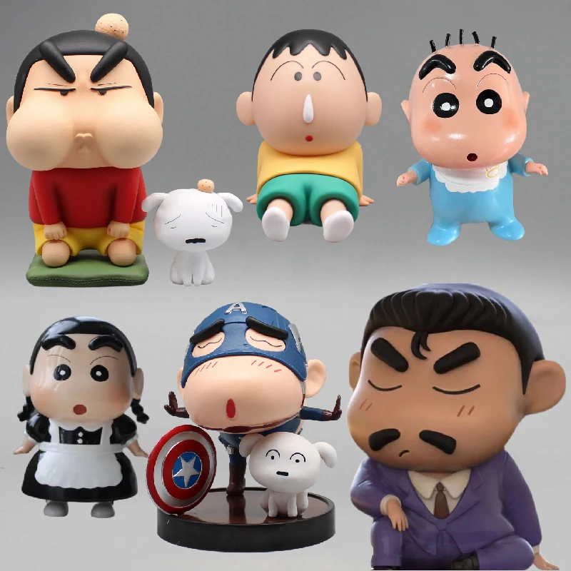 

Cartoon Shinchan Figures Cos Model Nohara Shiro Figure Anime Conan Shinnosuke Figurine Boochan Phone Holder PVC Collection Toys