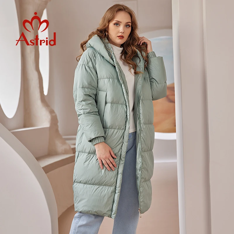 Astrid 2022 Down Jacket Women Winter Warm Long Coat Women Parkas Hooded Fashion Loose Outerwear Women\'s Jacket Female Clothing