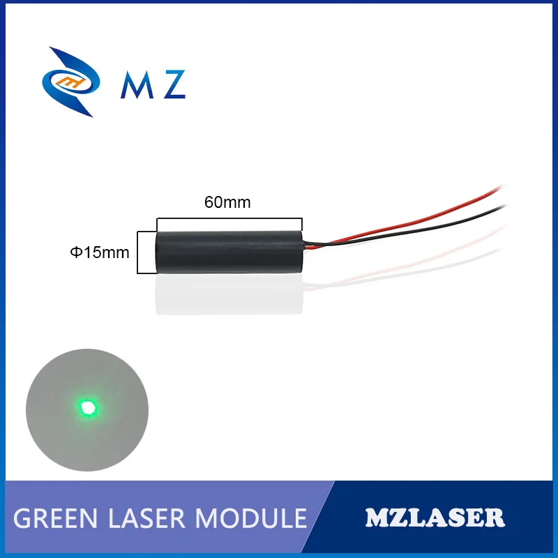 Módulo láser compacto de punto verde, grado Industrial, D15 x 60mm, 532nm, 50mw, gran oferta