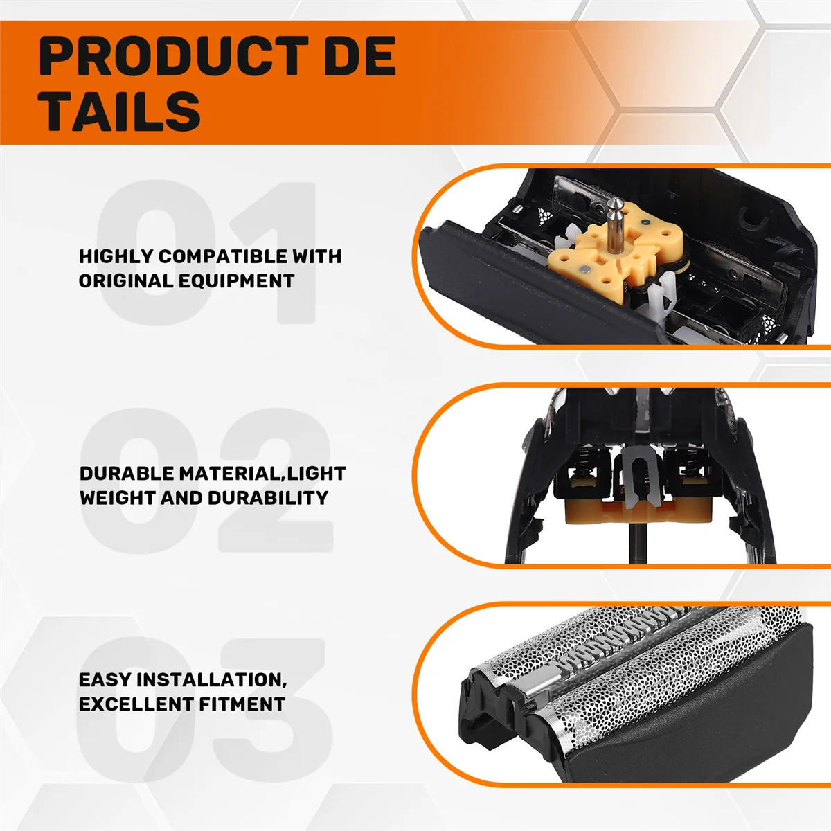 Folha e lâmina de barbear 51B para Braun Série 5 ContourPro Activador completo Série 8000 Fit WF1S WF2S 530 550 590 5760 5758