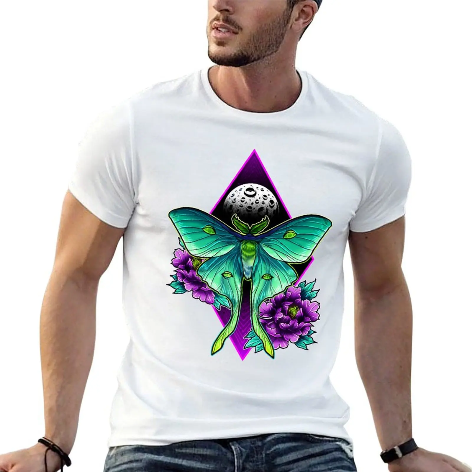 

cotton t shirt Moth tshirt T-Shirt man shirts Luna quality t high man vintage for graphic anime