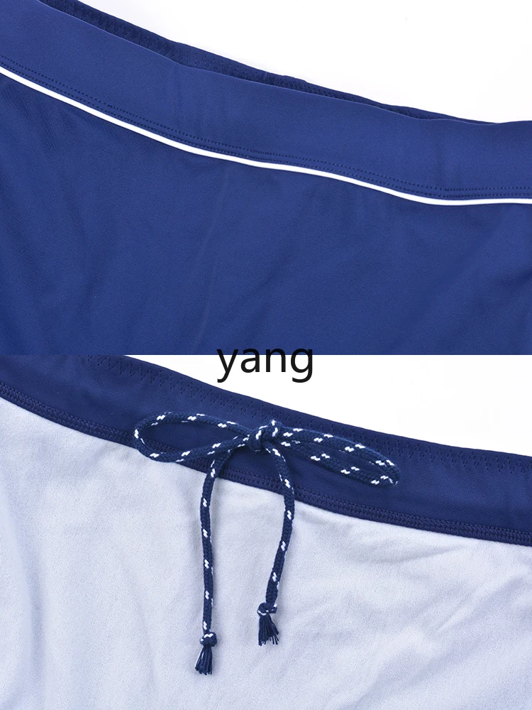 LMM Summer Navy Striped Men's Swim Pants Comfortable Mid-rise boxer Beach Pants