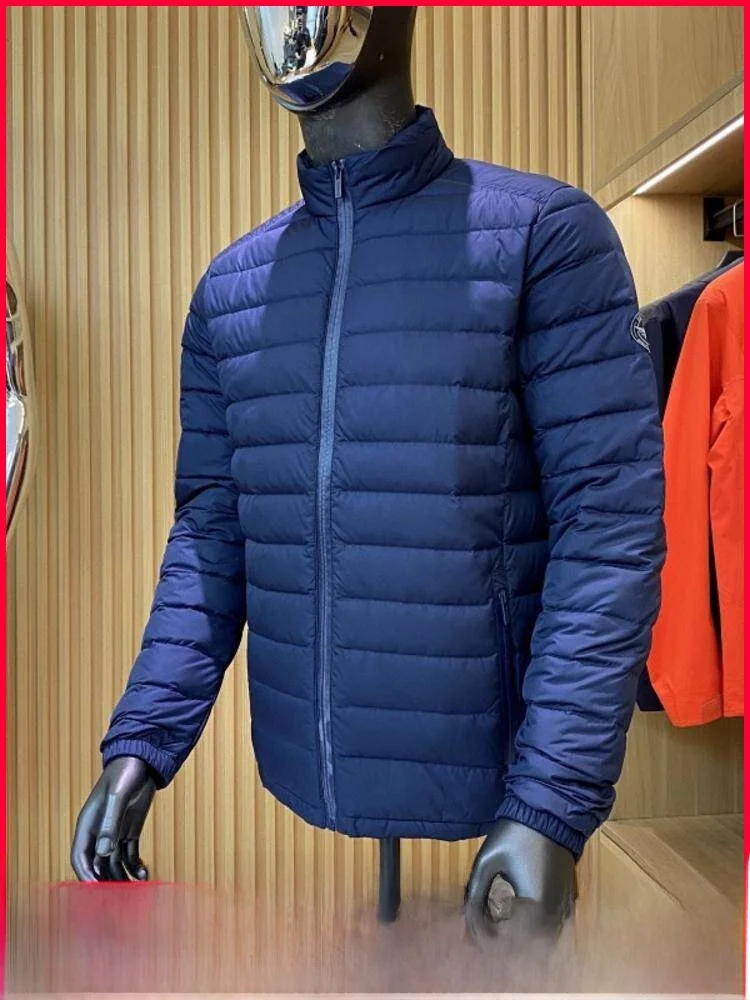 

Мужская легкая пуховая куртка London High Street: ветрозащитная, водонепроницаемая, с 90% пуха, воротник-стойка, для активного отдыха, осень-зима