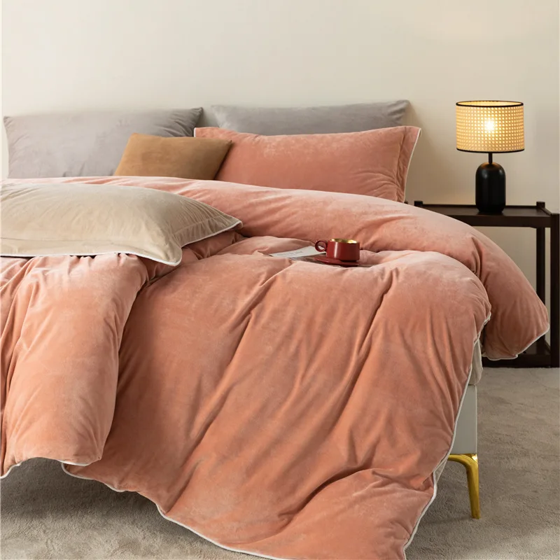 A-class baby velvet solid color duvet cover single piece milk velvet coral velvet single person 150x200x230 double-sided