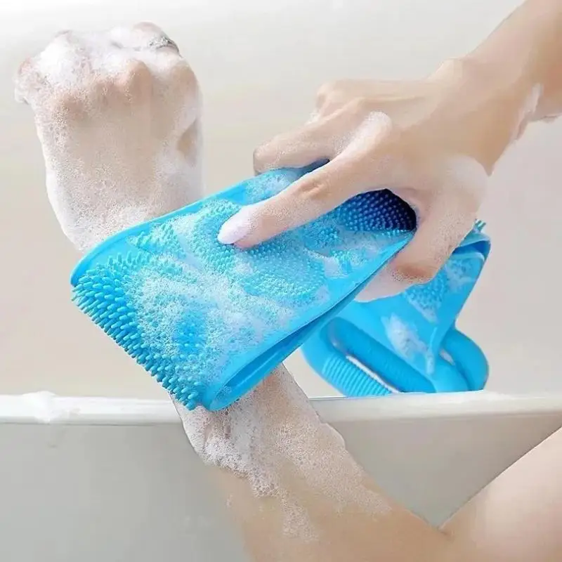 Body Sponge Silicone Back Brushes Bath Towels Scrubber Rubbing Back Peeling Massage Shower Belt Extended Skin Clean Brushes