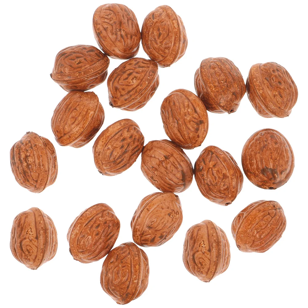 50 Pcs Fake Shelled Nuts Faux Models Artificial Walnut Home Decor Food Decorate Plastic