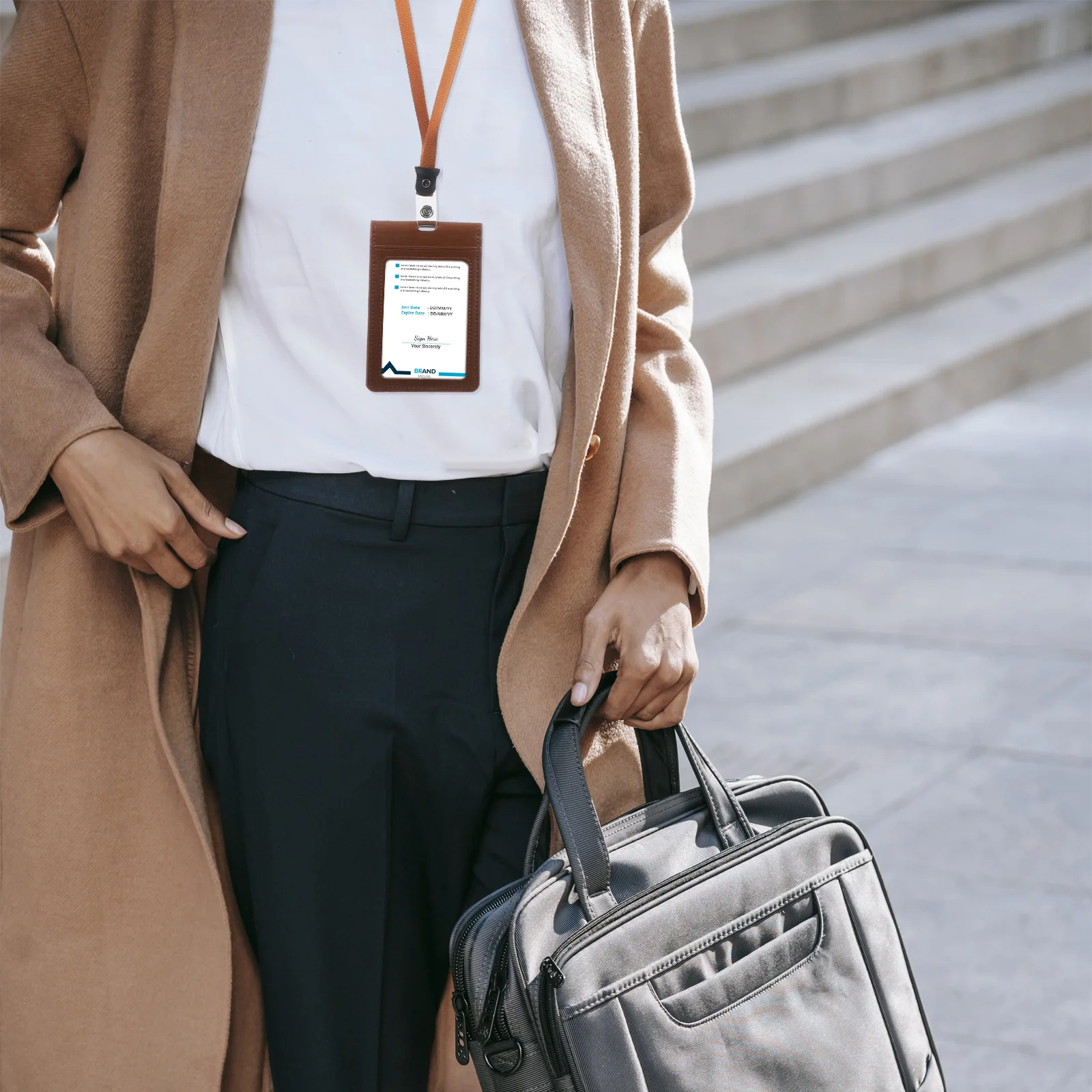 

Magnetic Card Holder Protective Sleeve Vertical Id Card Holder PU Material Badge Cover for Work School Credit Cards