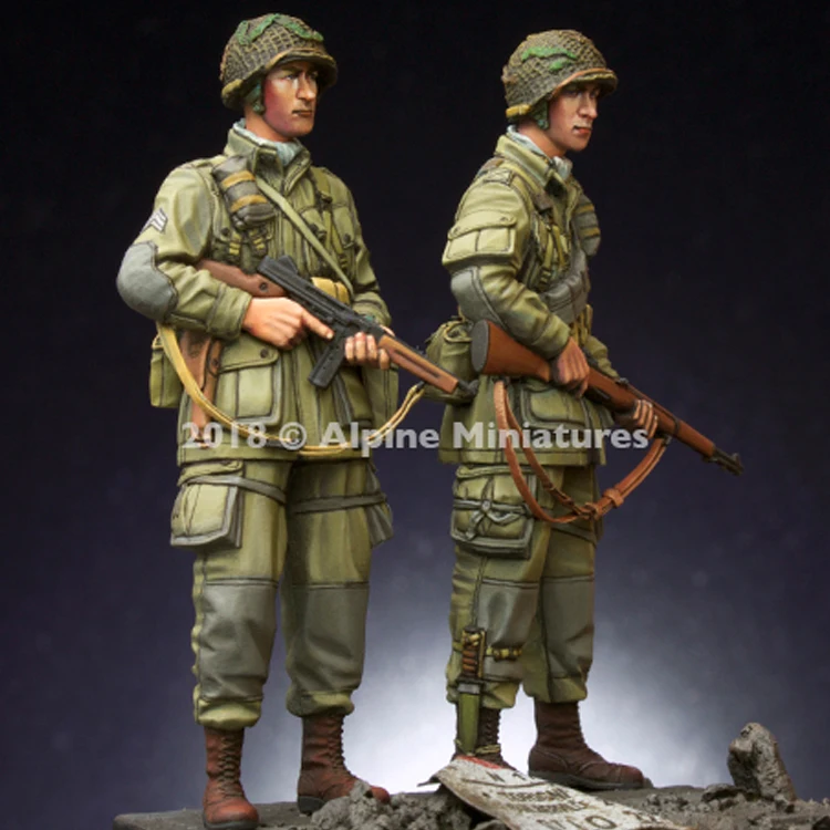 1/35, US 101st Airborne Trooper Set, with 2 different heads, Resin Model Soldier GK, Unassembled and unpainted kit