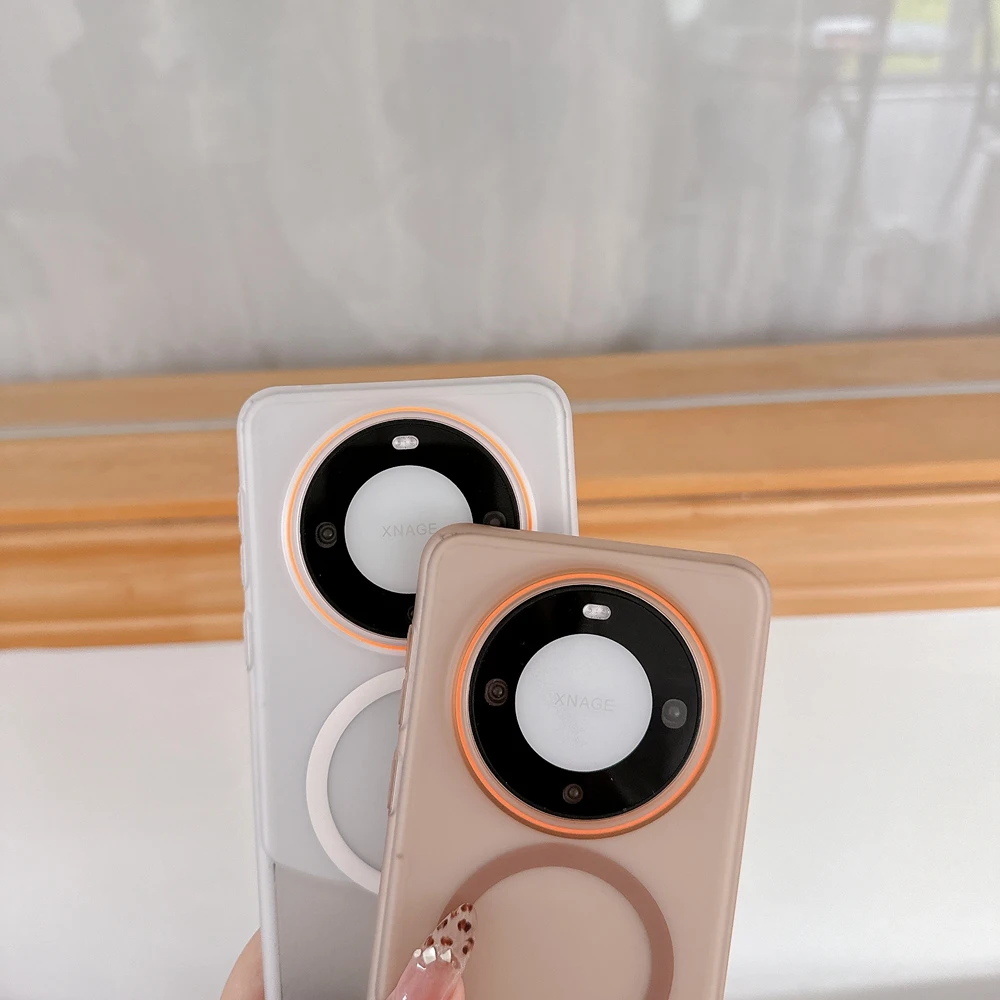 Matte Half Clear Magsafe Phone Case For Huawei P40 P50 P60 Mate 30 40 50 60 70 Pro Pura 70 80 Nova 12 13 14 Pro Ultra Hard Cover