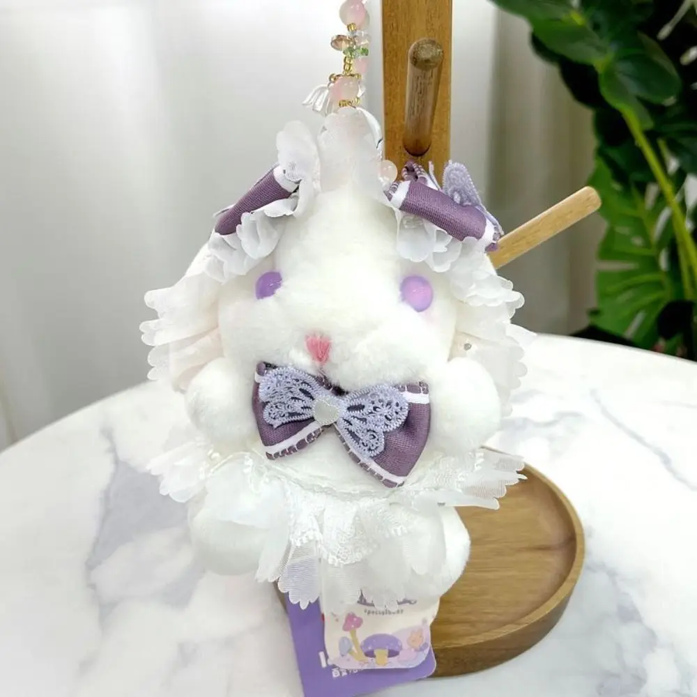 

Trim Princess Pearl Dress Rabbit Keychain Cartoon Soft Rabbit Doll Keyring Stuffed Kawaii Drooping Ear Rabbit Pendant Girl's