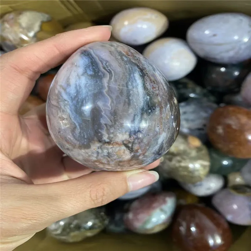 6-7cm Natural Ocean Jasper Mushrooms, Particle Polished Stones eggs, Fishing Tank Filler,