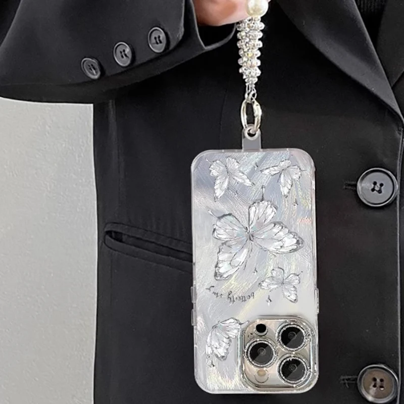 Luxury Laser Silver Butterfly Phone Cases for iPhone 16 Pro Max 11 12 13 14 15 Pro 7 8 Plus XSMax X XR Goggles Shockproof Cover