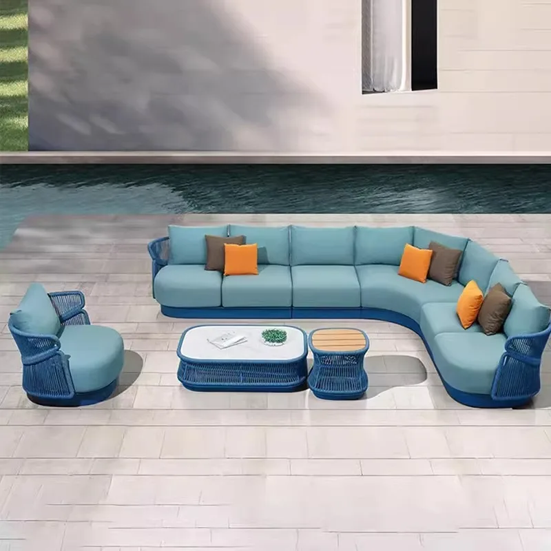 Outdoor rattan sofa courtyard terrace garden outdoor open-air waterproof and sunscreen leisure homestay rattan chair sofa combin