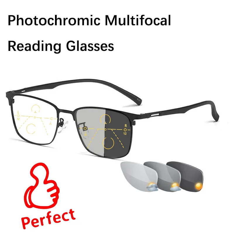 

Ultra-Light Progressive Photochromic Reading Glasses Men Sun Readers Multifocal Hyperopia Presbyopia Glasses Women +1.0 to +4.0